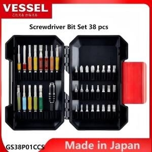 JIS VESSEL NO.GS38P01CCS 스크루드라이버 비트 PH TORX 육각 나사용 견고한 케이스 포함 38개 일본 도구