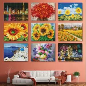 리빙듀오 보석십자수 DIY 비즈 보석 캔버스 액자형/프랑스/자수/패키지/십자수/도안/해바라기/세트/쿠션