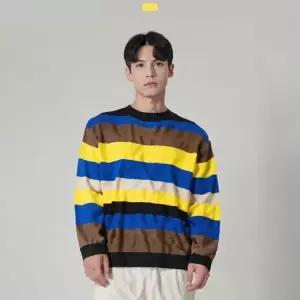 [하프클럽/]남자 캐주얼 멀티 스트라이프 오버핏 니트 DMES-KNS-STS14356481