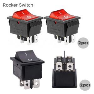 2피스 KCD4 시리즈 4핀 보트 자동차 로커 위치 전원 31mm x 25mm 검정색 빨간색 16A/250V 20A/125V AC
