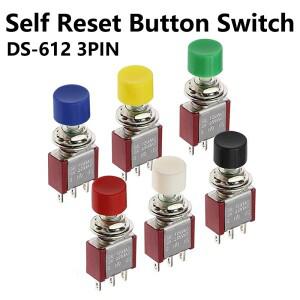 5/20/100피스 6MM 3Pin C-NO-NC DS-612 미니 소형 순간 자동 복귀 푸시 버튼 스위치 ON-(ON) 2A250VAC/5A12