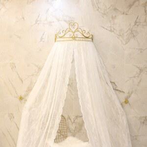 왕관캐노피 공주 침대 커튼 모기장 궁전 레이스 60cm 선반