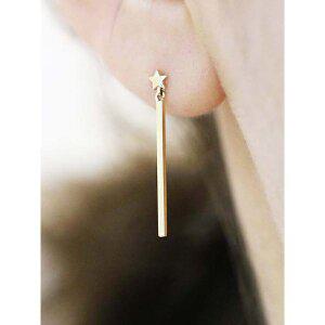 [미니멀피어싱]14K 별스틱 드롭 피어싱 귀걸이