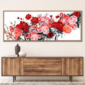 모란 목단 꽃 식물 민화 한국화 해바라기 그림 캔버스 대형 와이드 액자 거실 인테리어