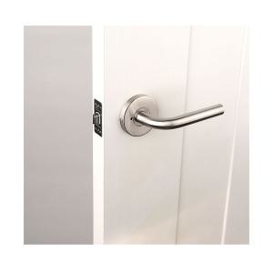 엔젤금속 스텐레버 ACL-1966 SS 버튼식 방문손잡이 나무문 화장실 ABS도어 도어핸들 문고리 오피스용  스텐재질  KS규격타공 쉬운설치 둥근파이프형 