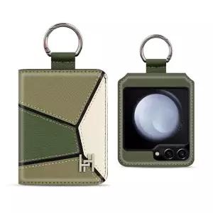 천연 소가죽 링 고리 카드 지폐 수납 힌지보호 지갑 케이스 갤럭시 Z플립7 6 5 4 3 2 제트플립 지플립