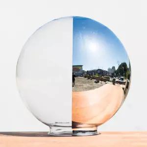 14호 외경 355mm 세로 증착 PC 글러브 커버 크롬 도금 간판 문주 호박등 보안등 글로브 14인치