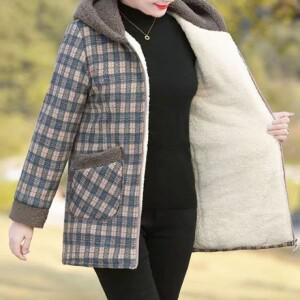 은창]체크 뽀글이 후드 포근 모던 자켓 점퍼 아우터 바람막이 겨울 가을 봄 잠바 코트 여성 외투