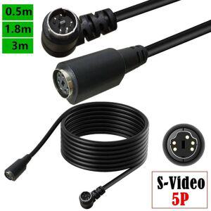 미니 DIN 5Pin 수-암 S-비디오 터미널 비디오 케이블 5 코어 오디오 90도 벤드 AV 연결 0.5m-3m