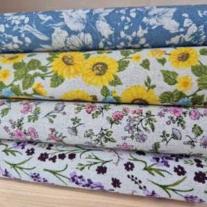 11수 대폭 면 린넨 빈티지 플라워 패브릭 원단 4종