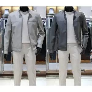 [바쏘](의정부점)Vegan 레더 오일워싱 라이더자켓 점퍼 2종 [ 라이트그레이,카키그레이 ]