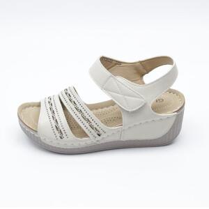 [디자이어로즈] 여성 키높이 찍찍이 웨지힐 가죽샌들