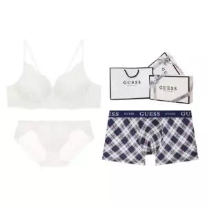 [게스언더웨어](타임스퀘어점패션관)노와이어 레이스 브라 남여커플 속옷세트 GLL1R2R40IV869NY