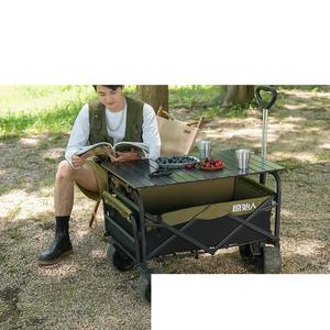 폴딩 미니웨건 캠핑용 캐리어 웨곤 외건 테이블 보드 웨건A타입(검은색) - 80X50CM