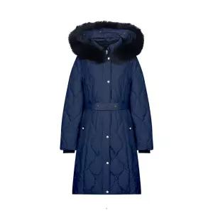 [크로커다일 레이디] 폭스퍼 벨티드 덕다운 롱패딩_CLDWDW213