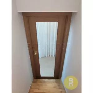 [바른도어]17번 90도 목문싱글여닫이중문 우드(영림109) 투명강화유리(손잡이별도)