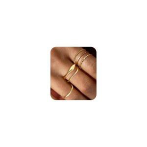 여성용 고급 스태킹 링 세트 18K 금 도금 엄지 반지, 변색되지 않는 청키 얇은 장신구