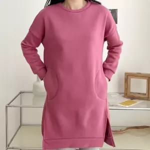 베이직포켓기모 트임맨투맨 긴팔원피스 여성데일리 겨울루즈핏오버핏 면캐주얼