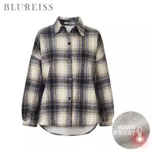 [블루레이스] 융기모 체크 롱 블라우스_B5W1BL5041