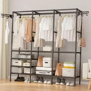 다용도 행거 이동식 스탠드 드레스룸 조립식 옷장 3단 정리 수납 공간활용 선반형 튼튼한 모듈형 수납장