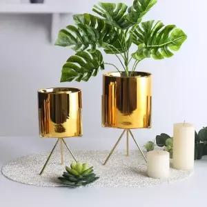 금색 화분 세트 골드 플라스틱 도자기 북유럽 사각 다육