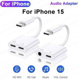 iPhone 15 Pro Max 용 USB-C 헤드폰 Adaptador Xiaomi Samsung Aux 오디오 분배기 유형 C ~ 3.5mm 어댑터 이어폰 잭 케이블