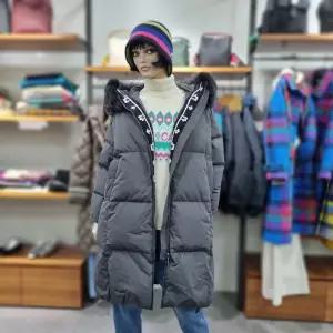 베네통/애플아울렛/니트 배색 폭스퍼 구스 롱 패딩/BAPD58461