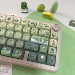 그린 프로그 키캡 60% 75% TKL 96% 100% MOA 프로파일 염료 승화 PBT 오피스 게임용 넘패드 포함 MX 스위치