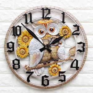 인테리어 무소음 벽시계 부엉이해바라기-특대/풍수 장식소품 디자인 장식품 벽장식 집들이결혼이사개업선물