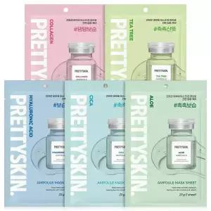 프리티스킨 고농축 앰플 마스크팩 5종 30매 콜라겐 미백 수분 진정 알로에 시트팩