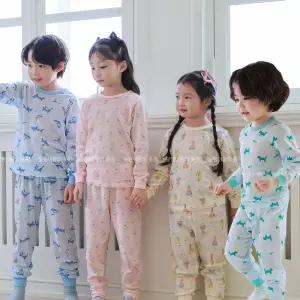 삐삐롱 아동 유아 주니어 봄 여름 순면 자카드 9부 긴팔 내의 내복 실내복 세트 90~150호