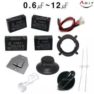 기동콘덴서 (0.6~12㎌) AC모터 AC전기 사각수지 선풍기 보일러 펌프 환풍기 선풍기 망고리 휴즈 노브 붙임쇠 뒷망조임 날개조임