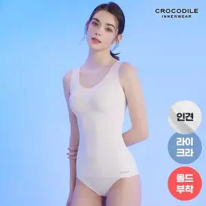 [감탄브라] [크로커다일] 인견 라이크라 크림 슬리머+팬티 2종
