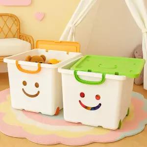 화이트 무빙 해피박스 1+1 총2개 이동식 바퀴달린 장난감 수납 레고 정리함