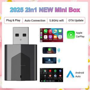 무선 카플레이 어댑터 2in1 스마트 미니 박스 안드로이드 오토 WIFI BT 자동 연결 도요타 볼보 피아트 벤츠 MG 기아 마쓰다 포드 지프용