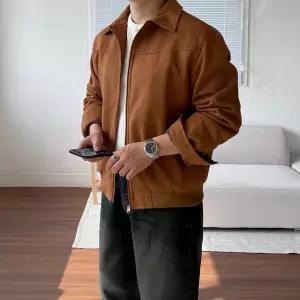 [쿼터]남자스웨이드자켓 스웨이드블루종 크롭 트러커 자켓