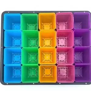 [콩심팥심]사각 화분 20칸 다육식물 재배용 창틀 컬러풀 화분컵