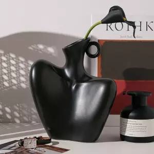 조각상 도자기 꽃병(블랙) 장식 장식품 소품 인테리어 디자인 디자인화 화병