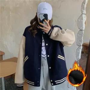 여성 캐주얼 2컬러 야구점퍼 겨울 기모안감 배색 LK-J021