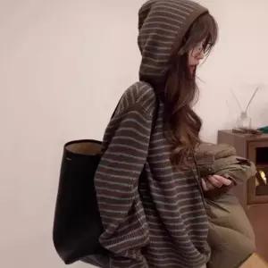 스트라이프 [위드기프트] 후드니트 카페모카 도톰