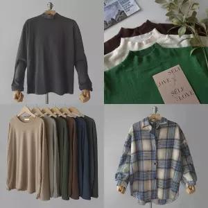 여성긴팔티셔츠/기모/맨투맨/폴라티/반목티/라운드티/브이넥/빅사이즈여성티/이너티/롱티/체크셔츠/가디건