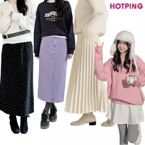 [핫핑] 44~110/겨울 베스트&신상/빅사이즈/롱.미디.미니/맥시스커트/겨울치마/플리츠/기모/니트/모직/코듀로이/레이어드/체크/캉캉/도트/벌룬핏/청치마/밴딩스커트/플레어