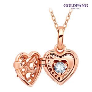 [골드팡] 14k 하트 시그니처 탄생석 로켓 목걸이-아쿠아마린[3월]
