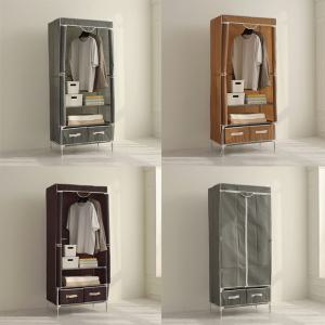 2단 간이 조립식 비키니 커버 부직포 행거 옷장