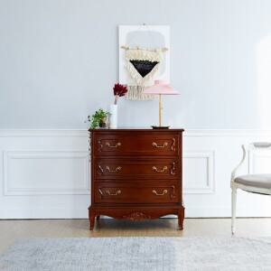 [퍼니프랑] 수입 유럽형 빈티지 엔틱가구 TR 38 3단 우드 컬러 수납 서랍장