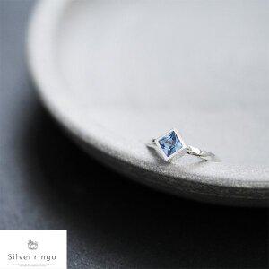 [실버링고]실버925 3월탄생석 사각모양이어커프 아쿠아스퀘어EC