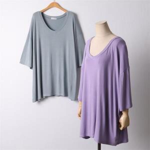 빅사이즈 204 반팔실키브이넥티셔츠 DRAI551