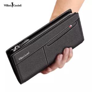 William Cambell (윌리엄캠벨) 소가죽 남성장지갑 카드지갑 핸드폰수납 클러치 지갑 W2117