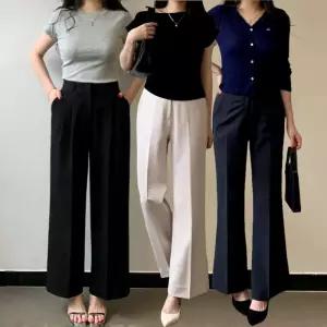 부츠컷슬랙스 세미와이드 일자팬츠 여성정장바지 스판 밴딩 기모