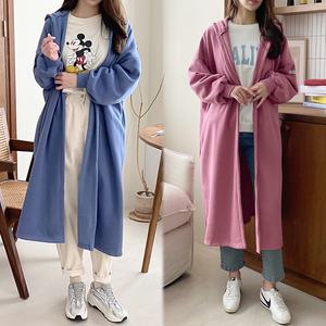 허밍퍼플 여성용 7098 S 기모 후드 로브 가디건 겨울 신상 아우터 따뜻한 편안한 착용감 여성의류